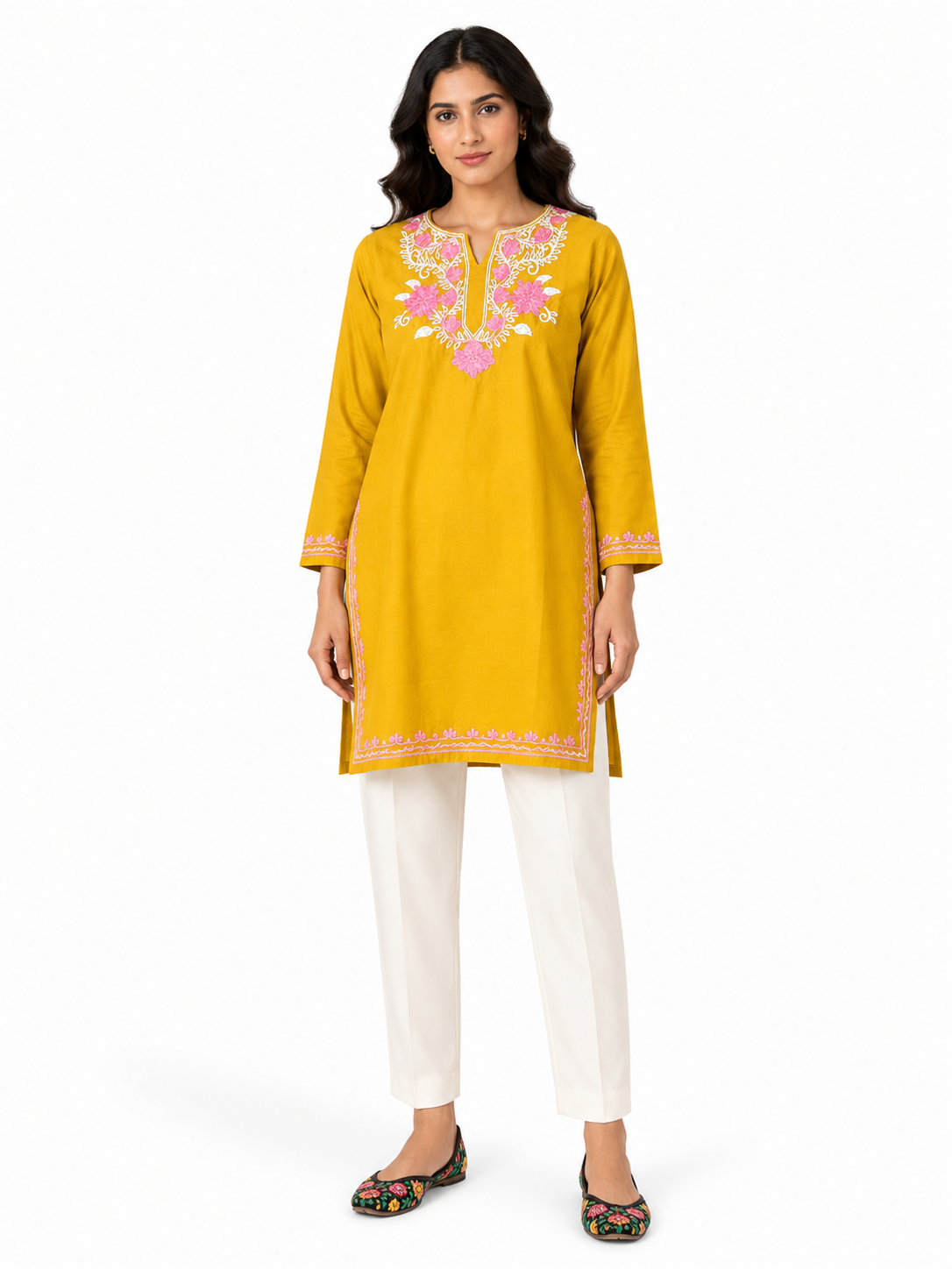 Noor : Aari embroidery summer kurti | Gold